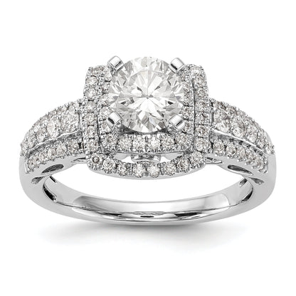 14kw Peg Set Simulated Diamond Double Cushion Halo Engagement Ring