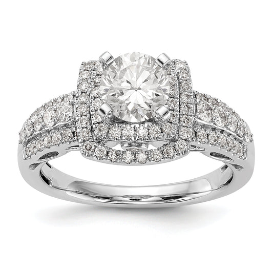 14kw Peg Set Simulated Diamond Double Cushion Halo Engagement Ring