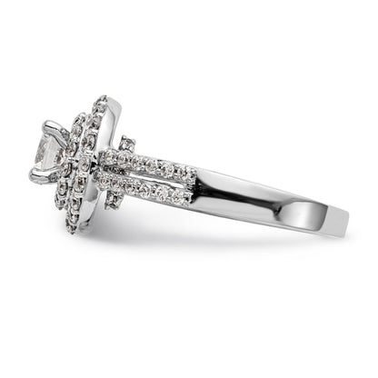 14kw Peg Set Simulated Diamond Double Cushion Halo Engagement Ring