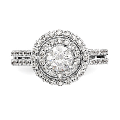 14kw Peg Set Simulated Diamond Double Cushion Halo Engagement Ring