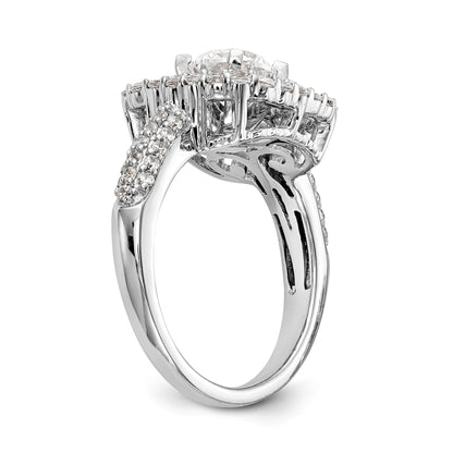 14kw Peg Set Simulated Diamond Double Cushion Halo Engagement Ring