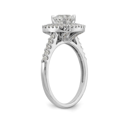 14K White Gold Simulated Diamond Double Cushion HaloEngagement Ring