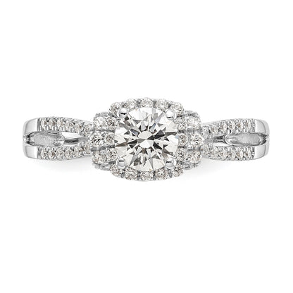 14K White Gold Simulated Diamond Halo Engagement Ring