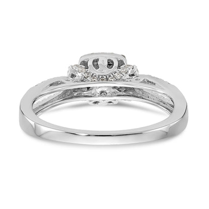 14K White Gold Simulated Diamond Halo Engagement Ring