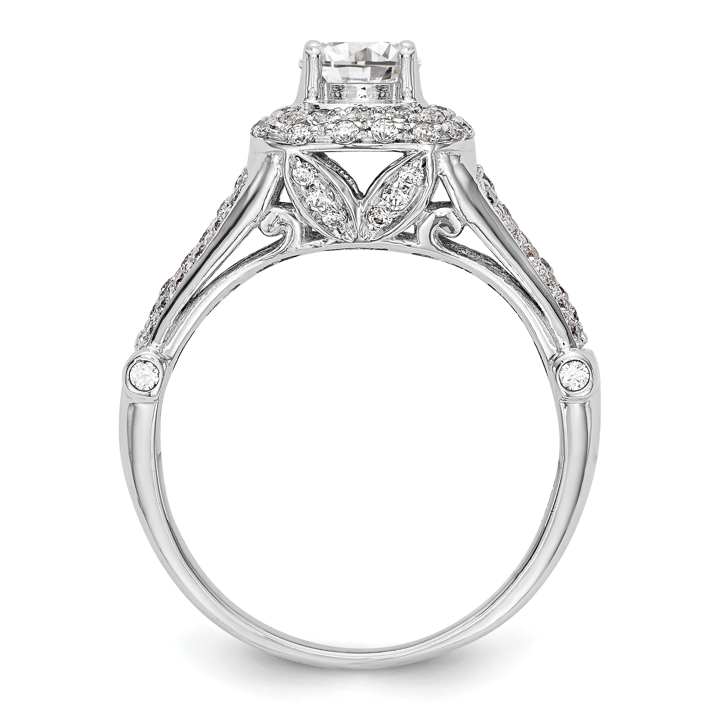 14K White Gold Simulated Diamond Halo Engagement Ring