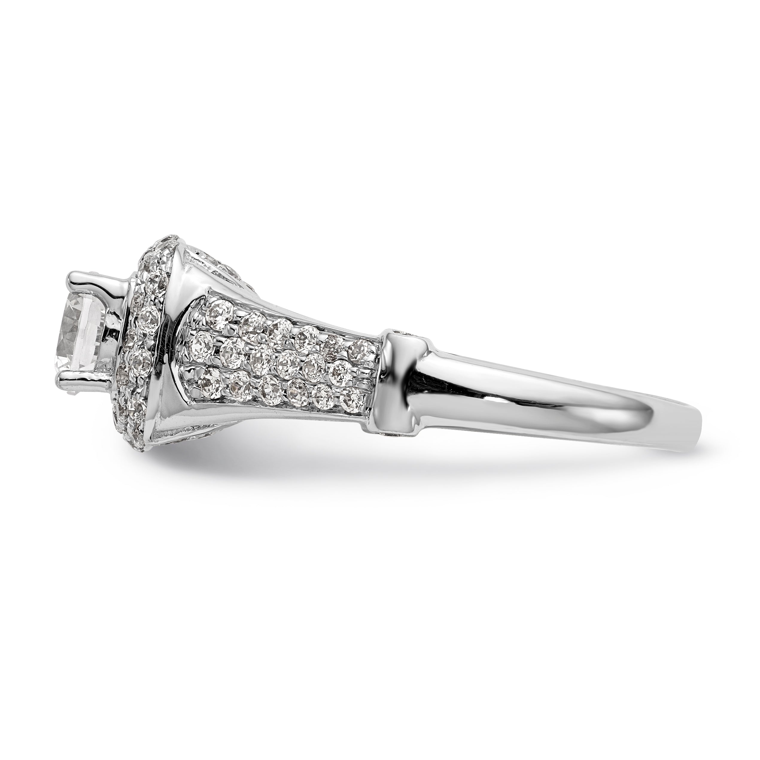 14K White Gold Simulated Diamond Halo Engagement Ring
