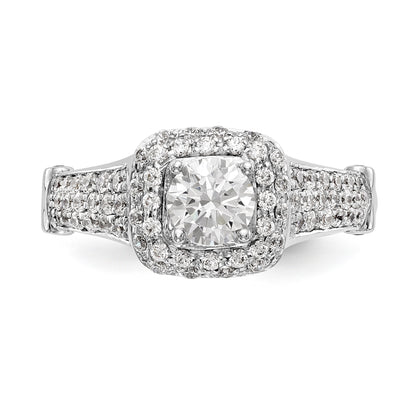 14K White Gold Simulated Diamond Halo Engagement Ring