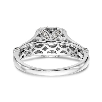 14K White Gold Simulated Diamond Halo Engagement Ring
