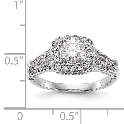 14K White Gold Simulated Diamond Halo Engagement Ring