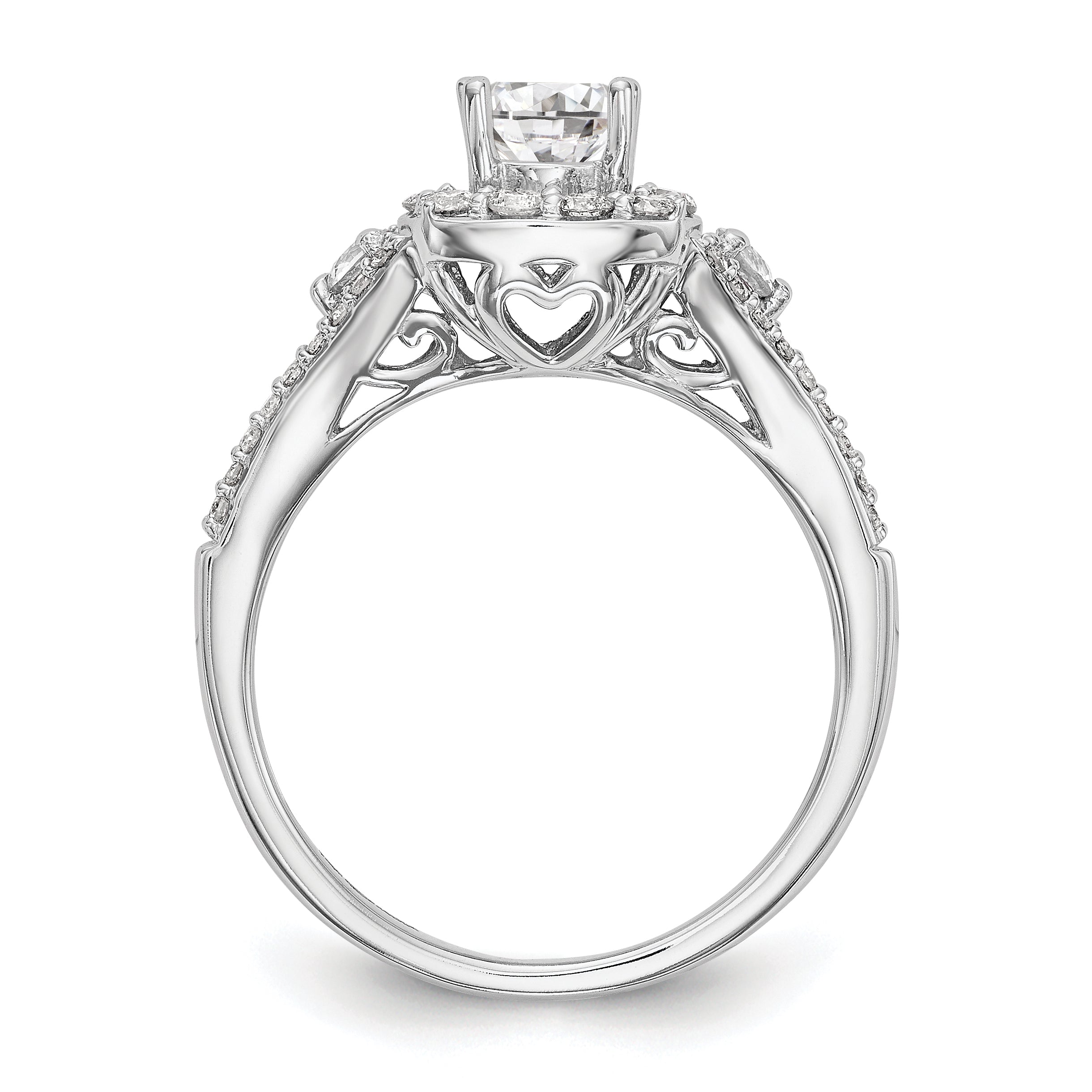 14K White Gold Simulated Diamond Cushion Halo Engagement Ring