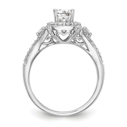 14K White Gold Simulated Diamond Cushion Halo Engagement Ring