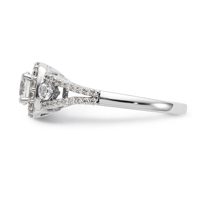14K White Gold Simulated Diamond Cushion Halo Engagement Ring