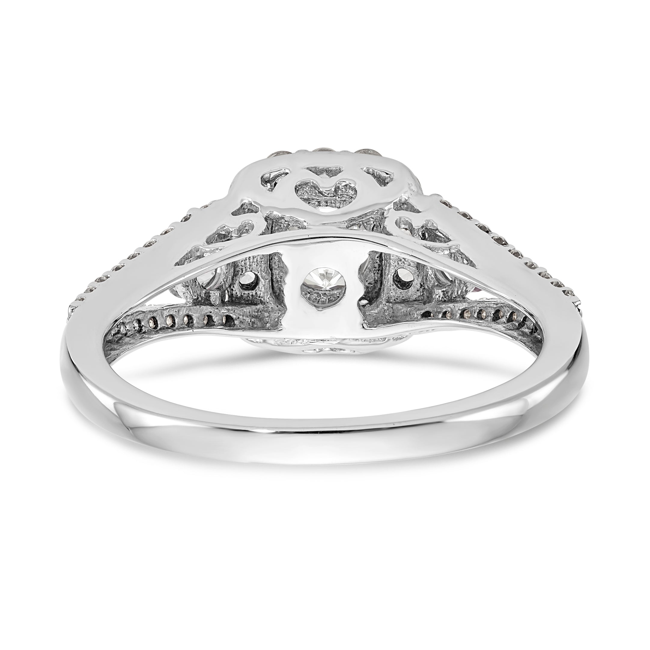 14K White Gold Simulated Diamond Cushion Halo Engagement Ring