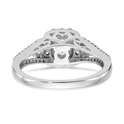 14K White Gold Simulated Diamond Cushion Halo Engagement Ring