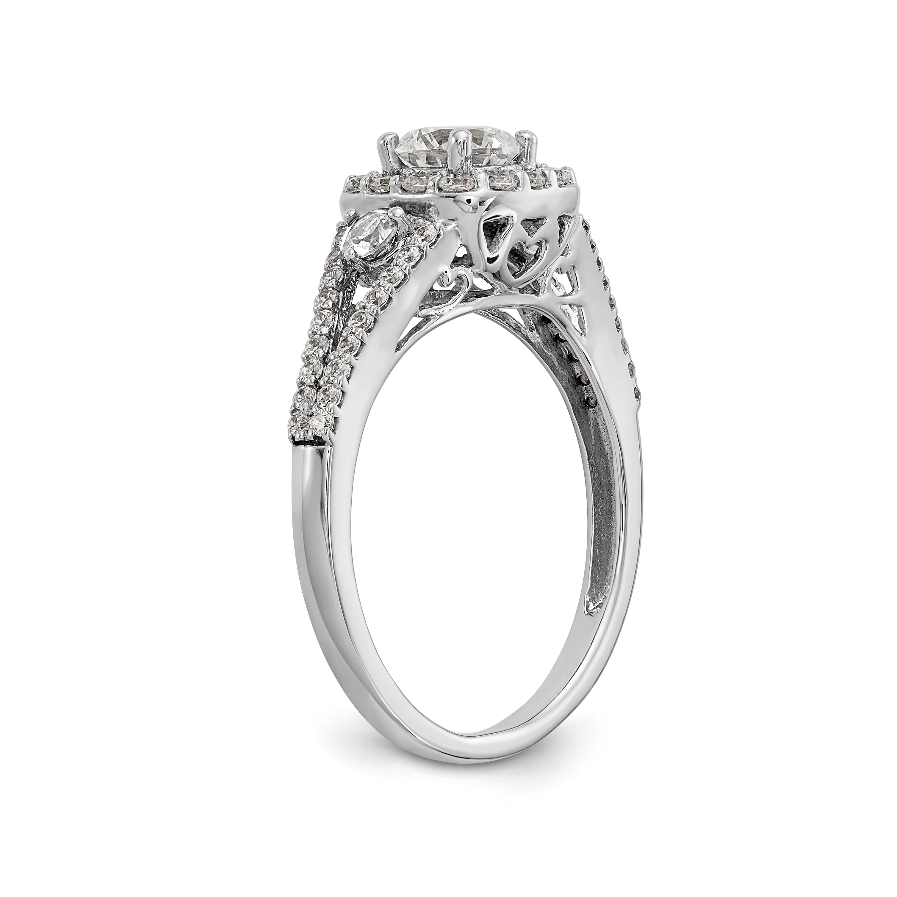 14K White Gold Simulated Diamond Cushion Halo Engagement Ring