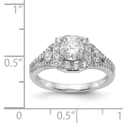 14K White Gold Simulated Diamond Cushion Halo Engagement Ring