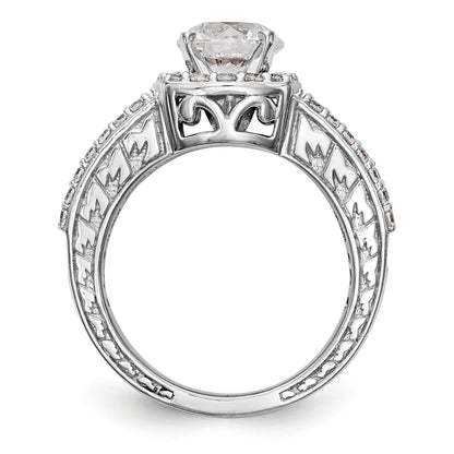 14kw Peg Set Simulated Diamond Cushion Halo Engagement Ring