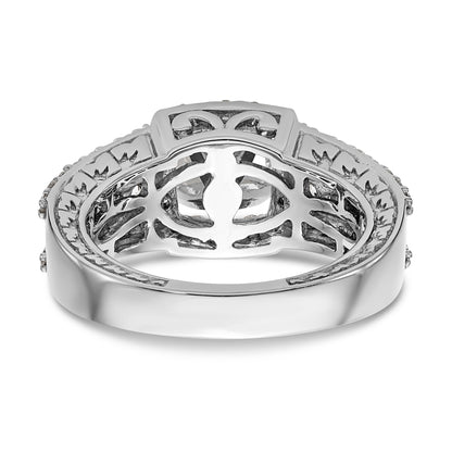 14kw Peg Set Simulated Diamond Cushion Halo Engagement Ring