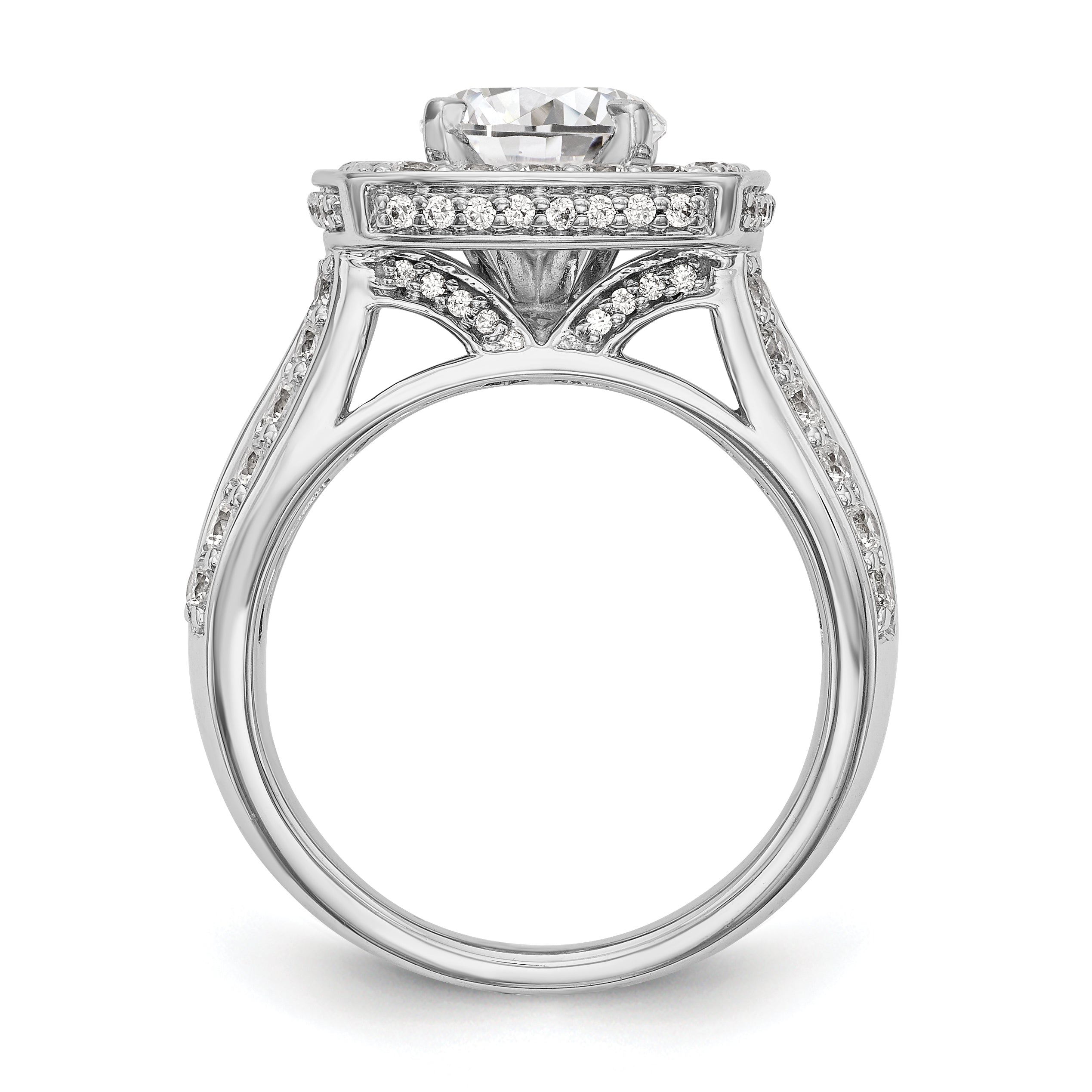 14kw Peg Set Simulated Diamond Cushion Halo Engagement Ring