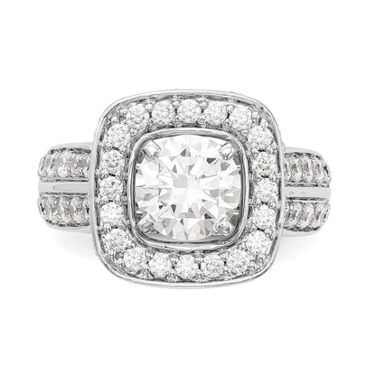 14kw Peg Set Simulated Diamond Cushion Halo Engagement Ring