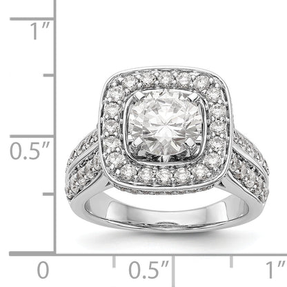 14kw Peg Set Simulated Diamond Cushion Halo Engagement Ring