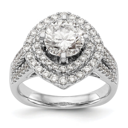 14kw Peg Set Simulated Diamond Fancy Double Halo Engagement Ring