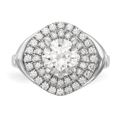 14kw Peg Set Simulated Diamond Fancy Double Halo Engagement Ring