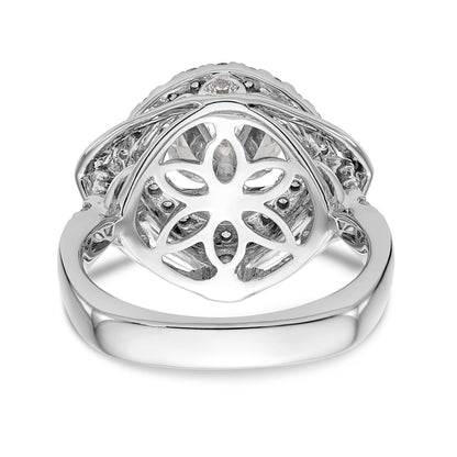 14kw Peg Set Simulated Diamond Fancy Double Halo Engagement Ring