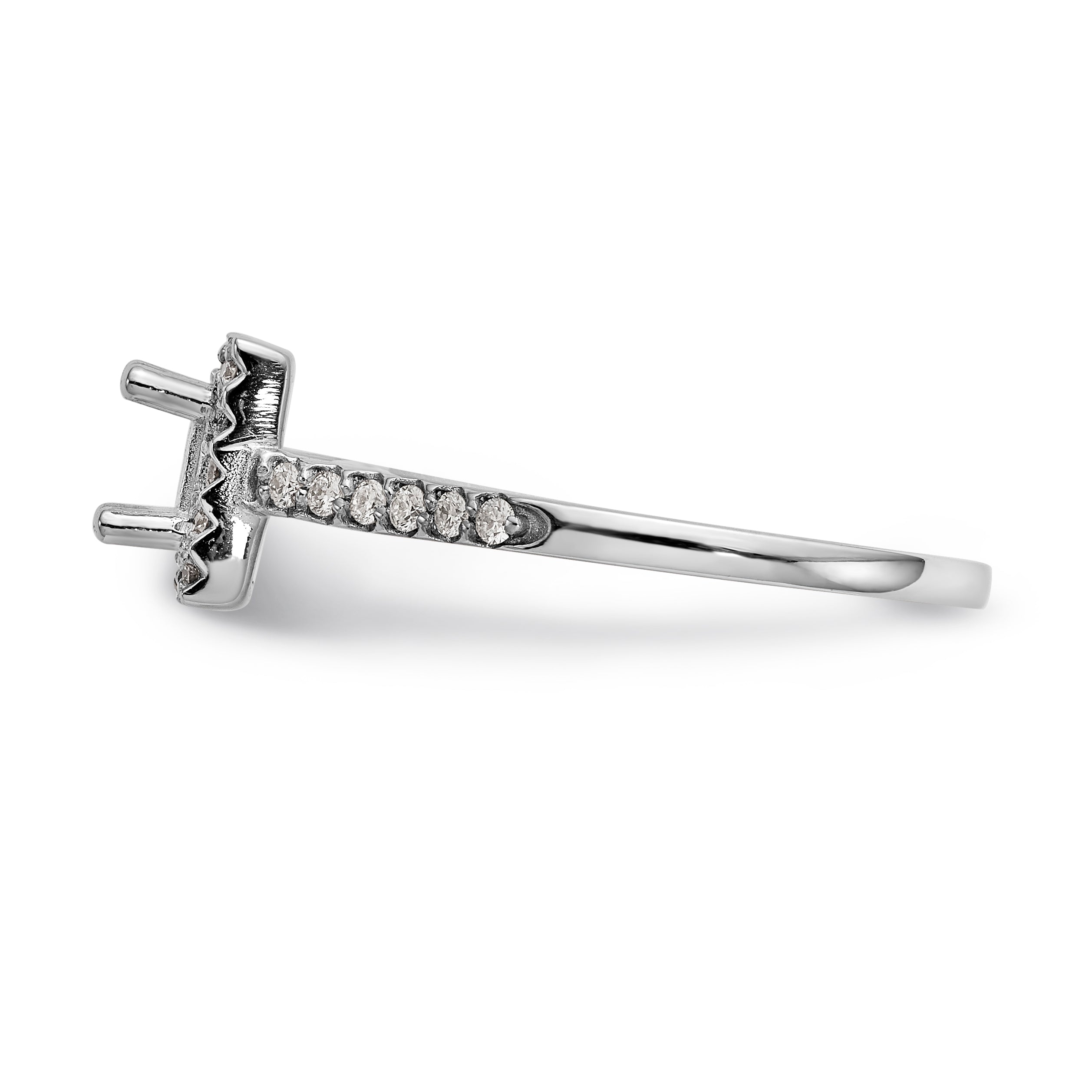14K White Gold Diamond Princess CZ Square Halo Engagement Ring