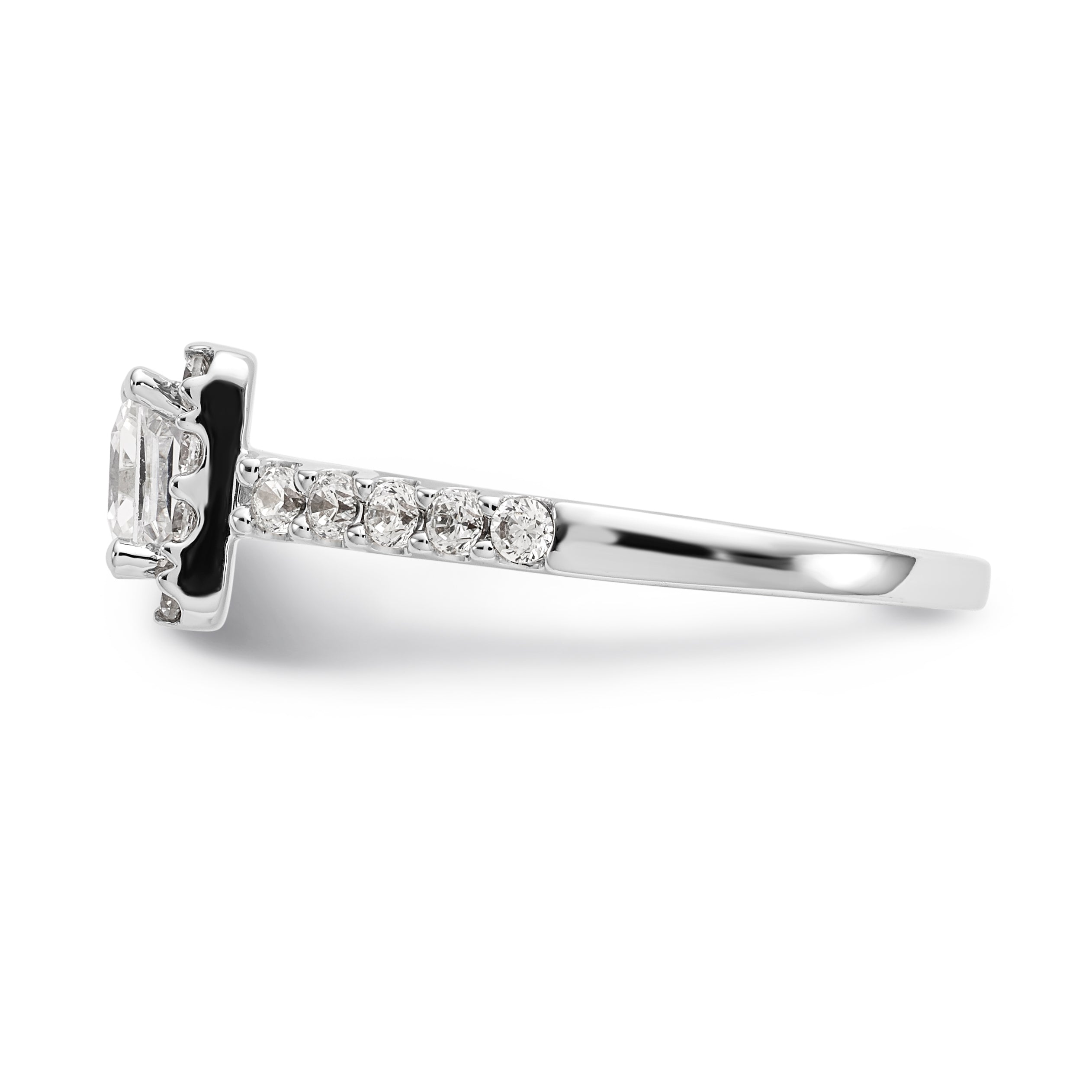 14K White Gold Diamond Princess CZ Square Halo Engagement Ring