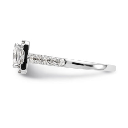 14K White Gold Diamond Princess CZ Square Halo Engagement Ring