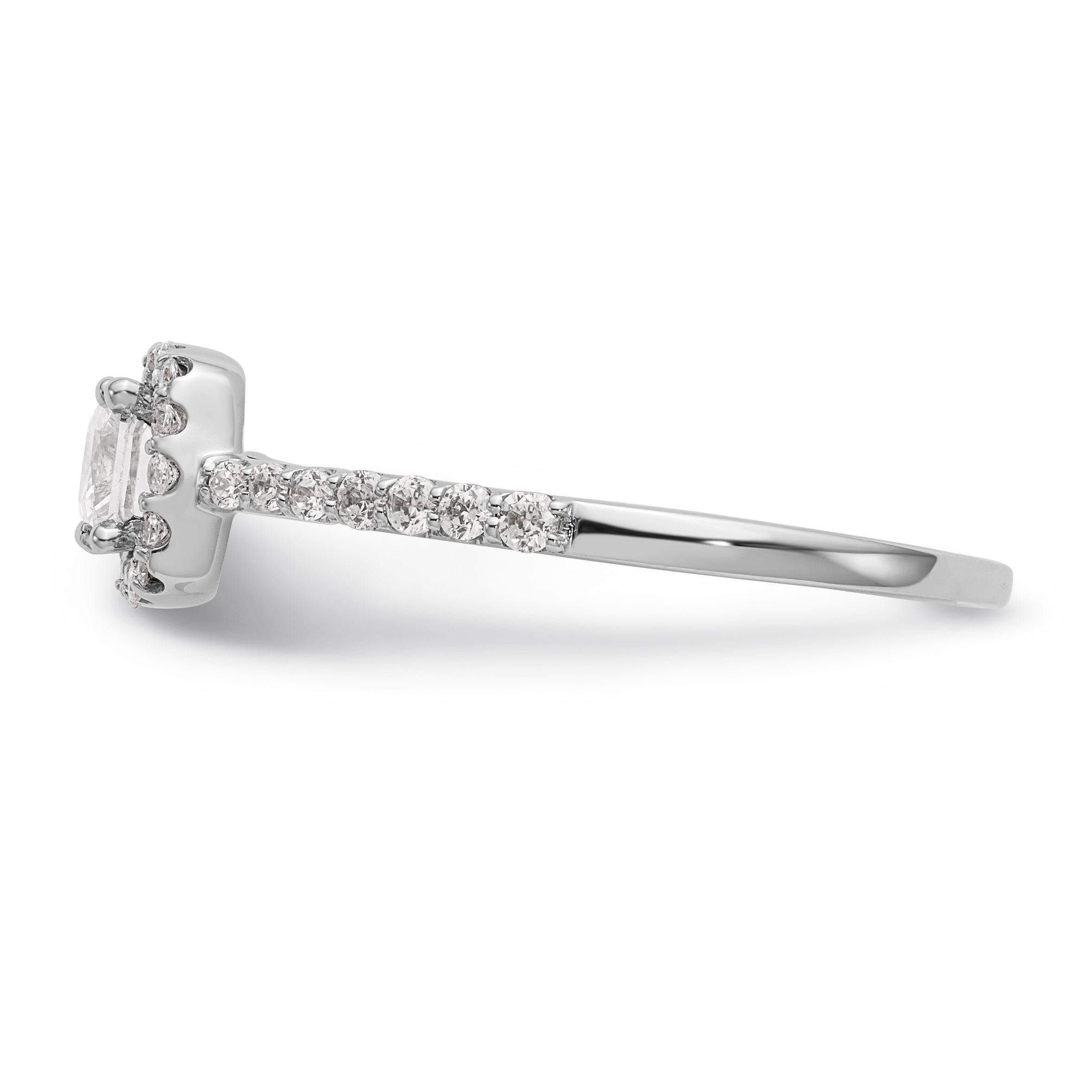 14K White Gold Diamond Princess CZ Square Halo Engagement Ring