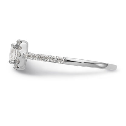 14K White Gold Diamond Princess CZ Square Halo Engagement Ring