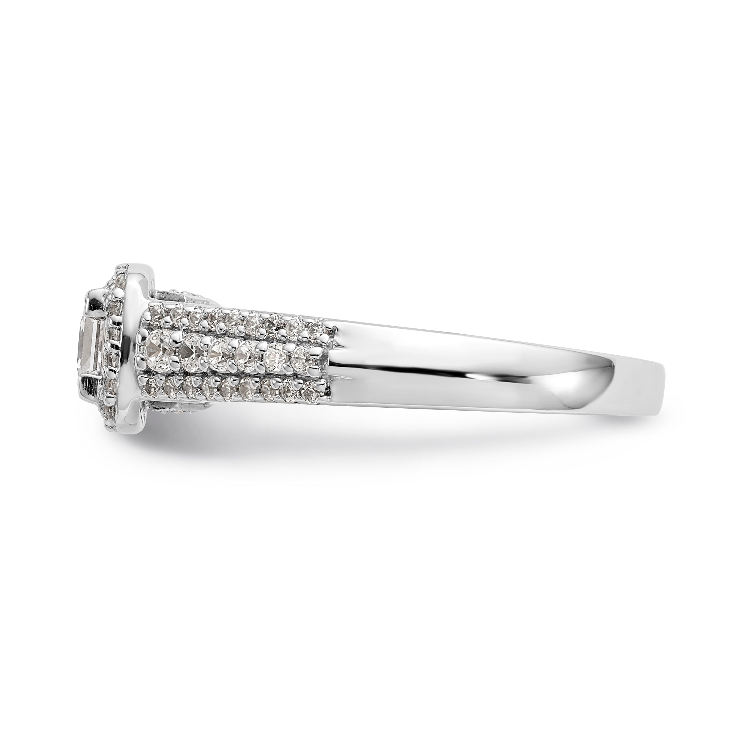 14K White Gold Diamond Princess CZ Square Halo Engagement Ring