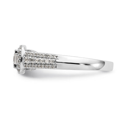 14K White Gold Diamond Princess CZ Square Halo Engagement Ring