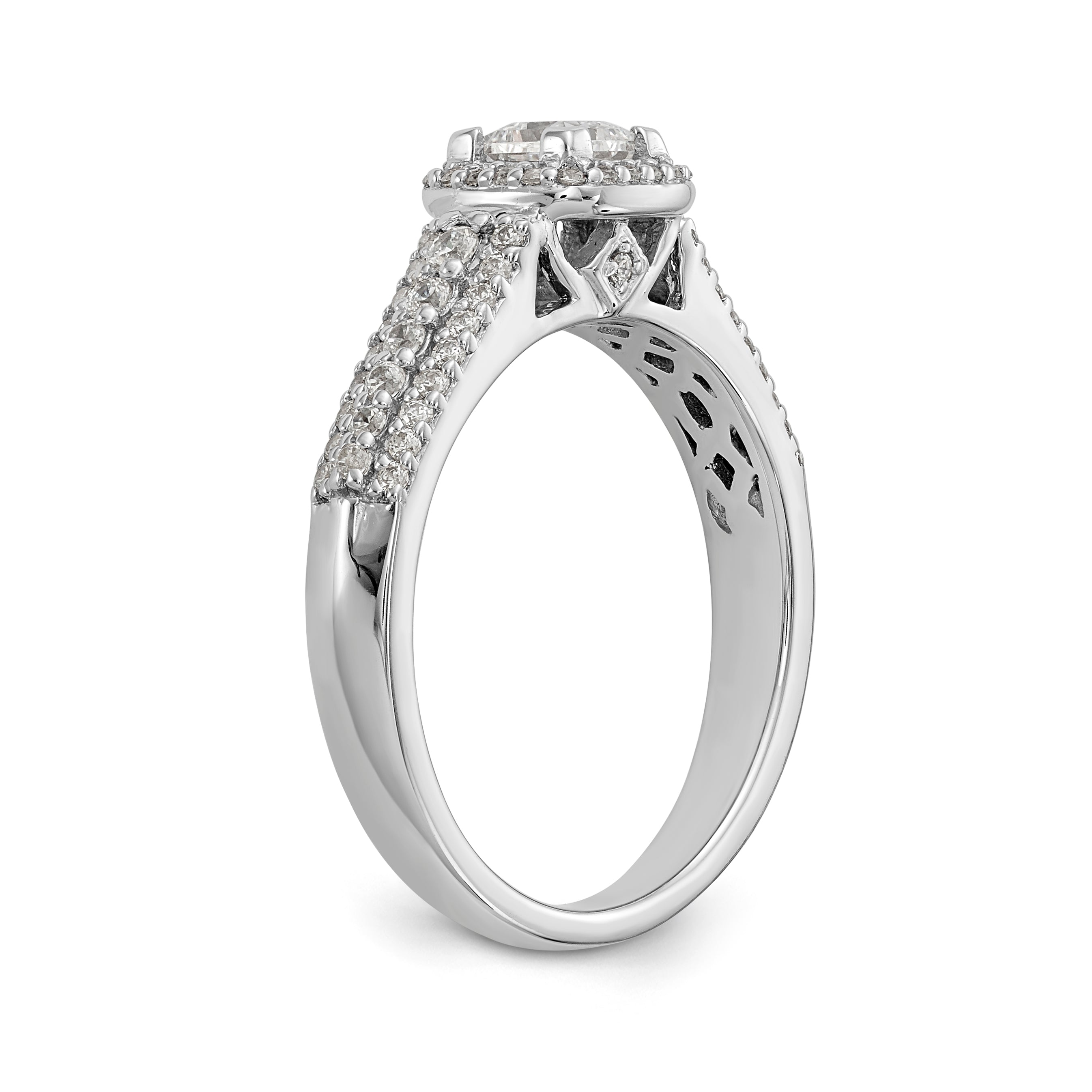 14K White Gold Diamond Princess CZ Square Halo Engagement Ring