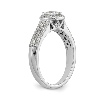 14K White Gold Diamond Princess CZ Square Halo Engagement Ring