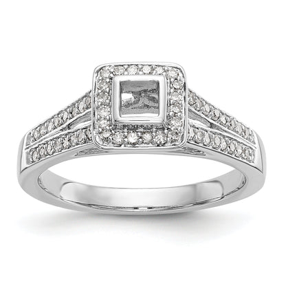 14K White Gold Diamond Princess CZ Halo Engagement Ring