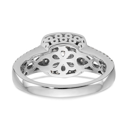 14K White Gold Diamond Princess CZ Halo Engagement Ring