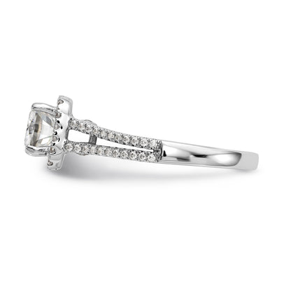 14K White Gold Diamond Cushion CZ Cushion Halo Engagement Ring