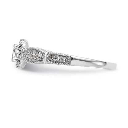 14K White Gold Diamond Cushion CZ Cushion Halo Engagement Ring