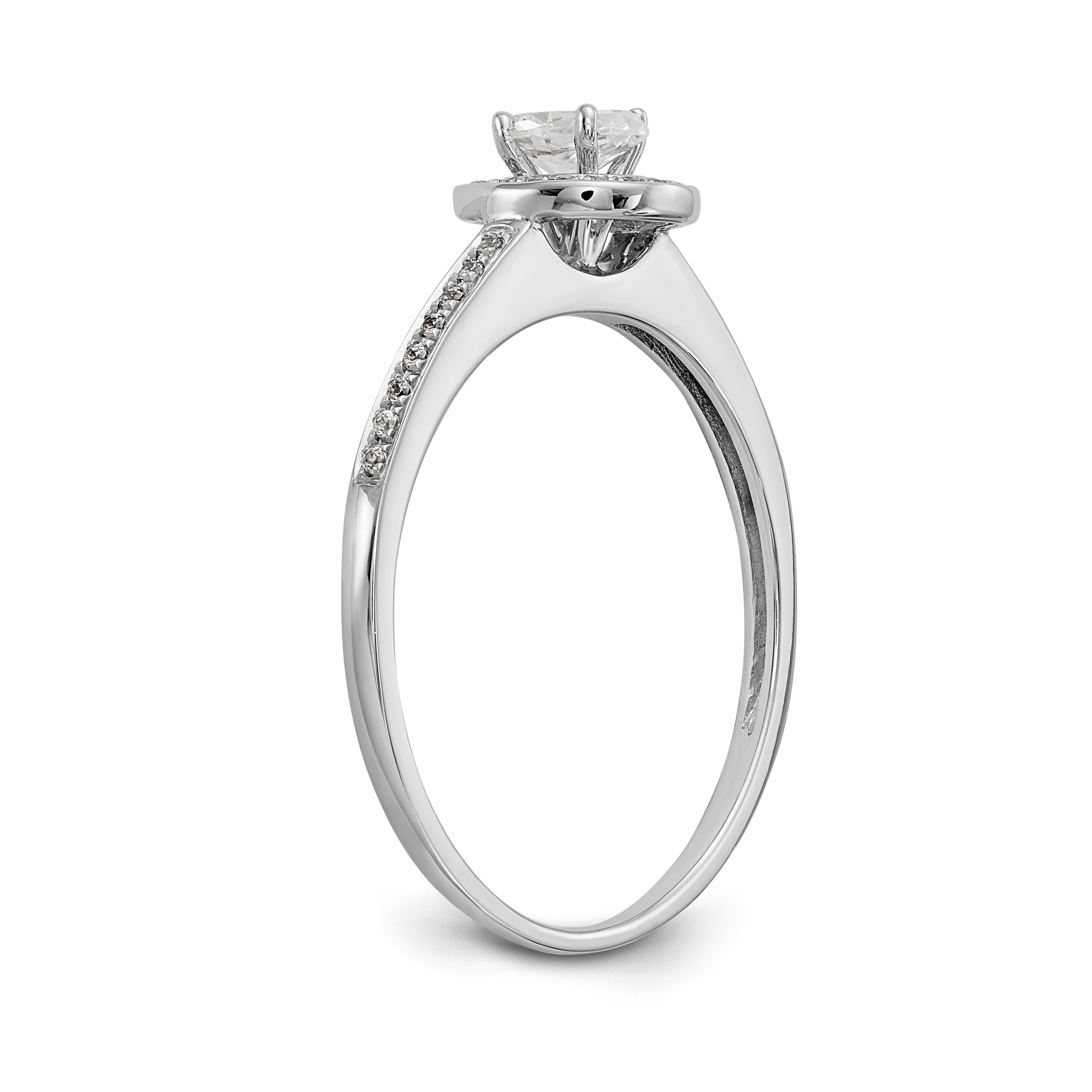14K White Gold Diamond Oval CZ Oval Halo Engagement Ring