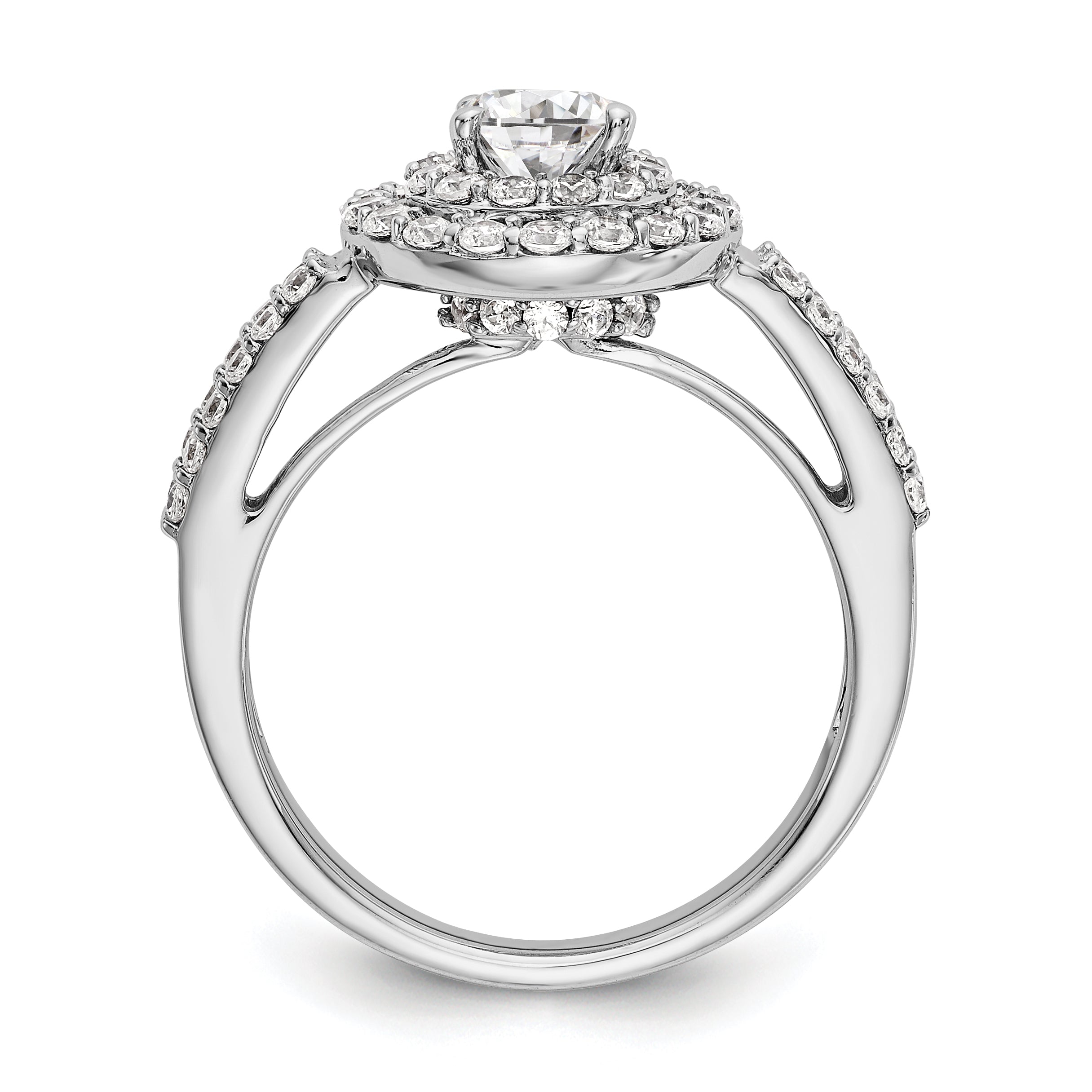 14K White Gold Round Simulated Diamond Halo Engagement Ring