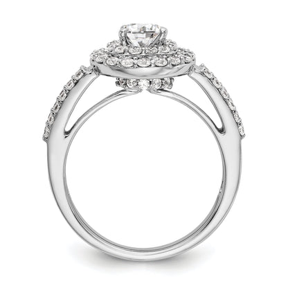 14K White Gold Round Simulated Diamond Halo Engagement Ring