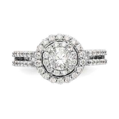 14K White Gold Round Simulated Diamond Halo Engagement Ring