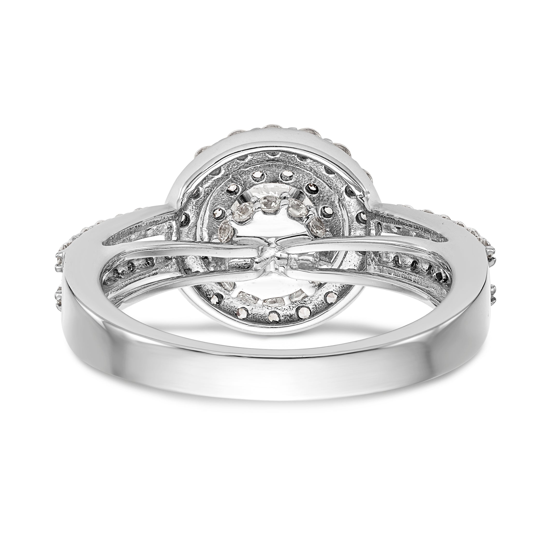 14K White Gold Round Simulated Diamond Halo Engagement Ring