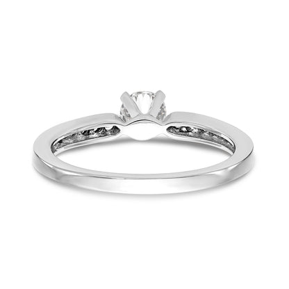 14K White Gold Diamond Peg Set CZ Engagement Ring