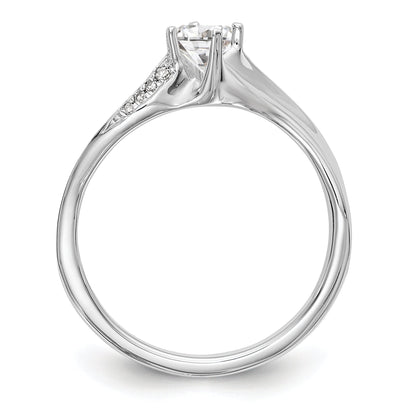14k White Gold Diamond Round CZ By Pass Engagement Ring