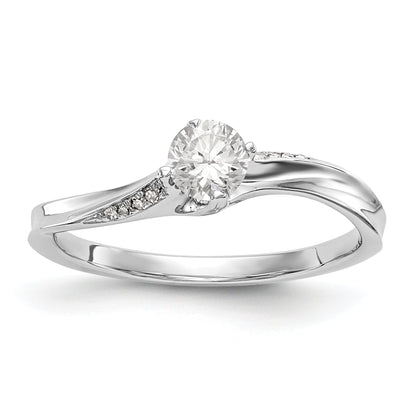 14k White Gold Diamond Round CZ By Pass Engagement Ring