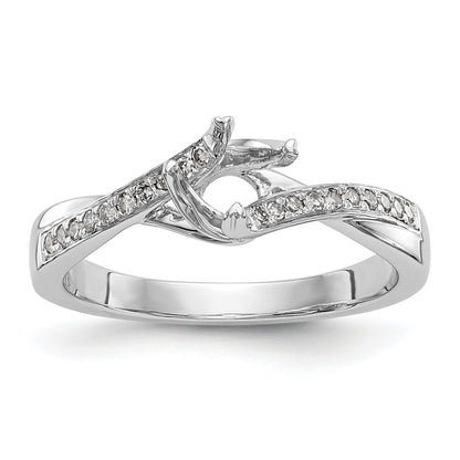 14k White Gold Diamond Round CZ By Pass Engagement Ring